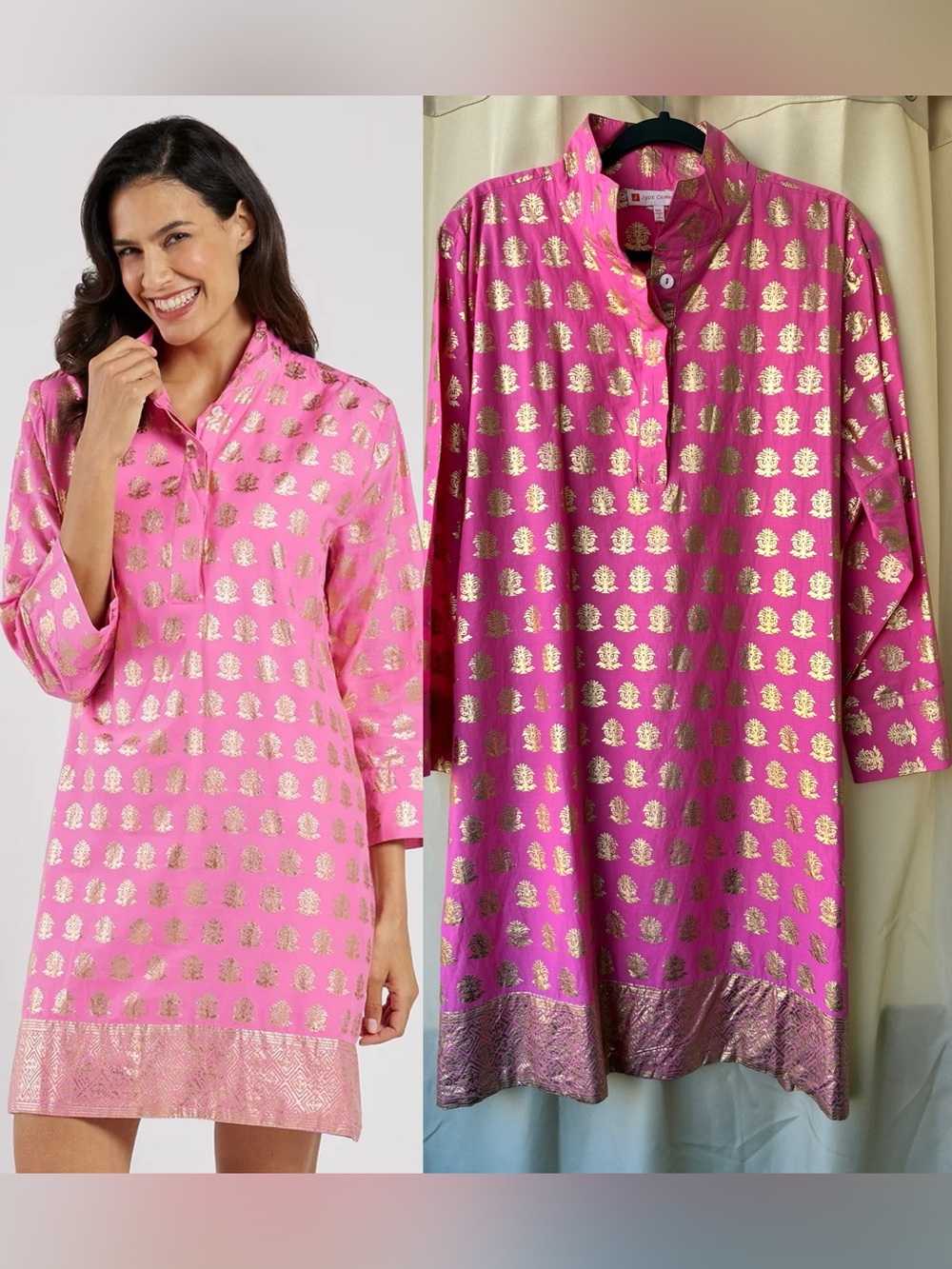 NWT Jude Connally XXL Pink & Gold Foulard Border Helen Dress